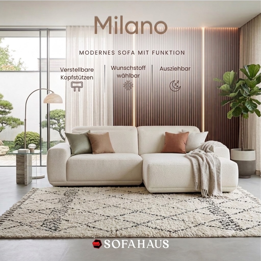 Sofa Milano, modernes Sofa mit Funktion