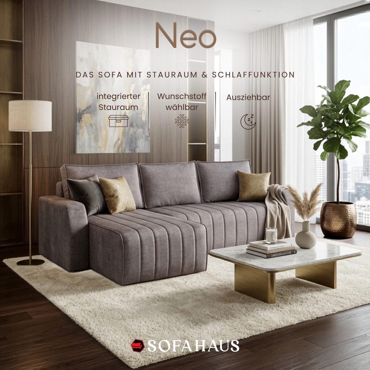 Sofa Neo, mit Stauraum und Schlaffunktion