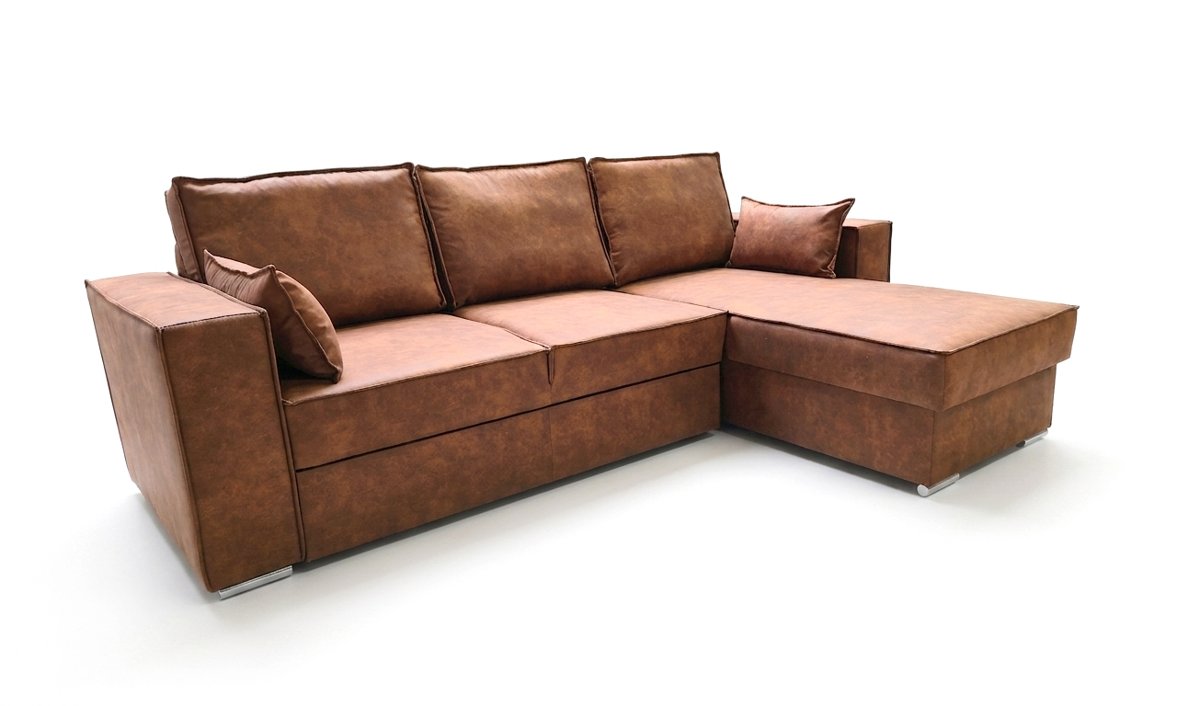 Ecksofa Boston in Cognac-Leder-Look