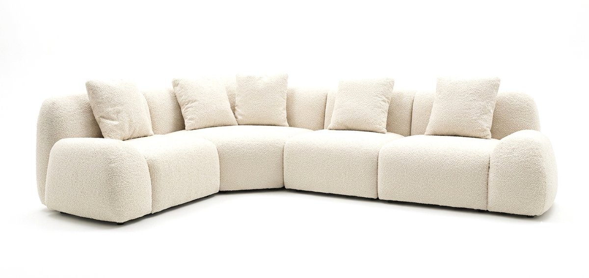Ecksofa Melbourne in cremefarbenem Bouclé